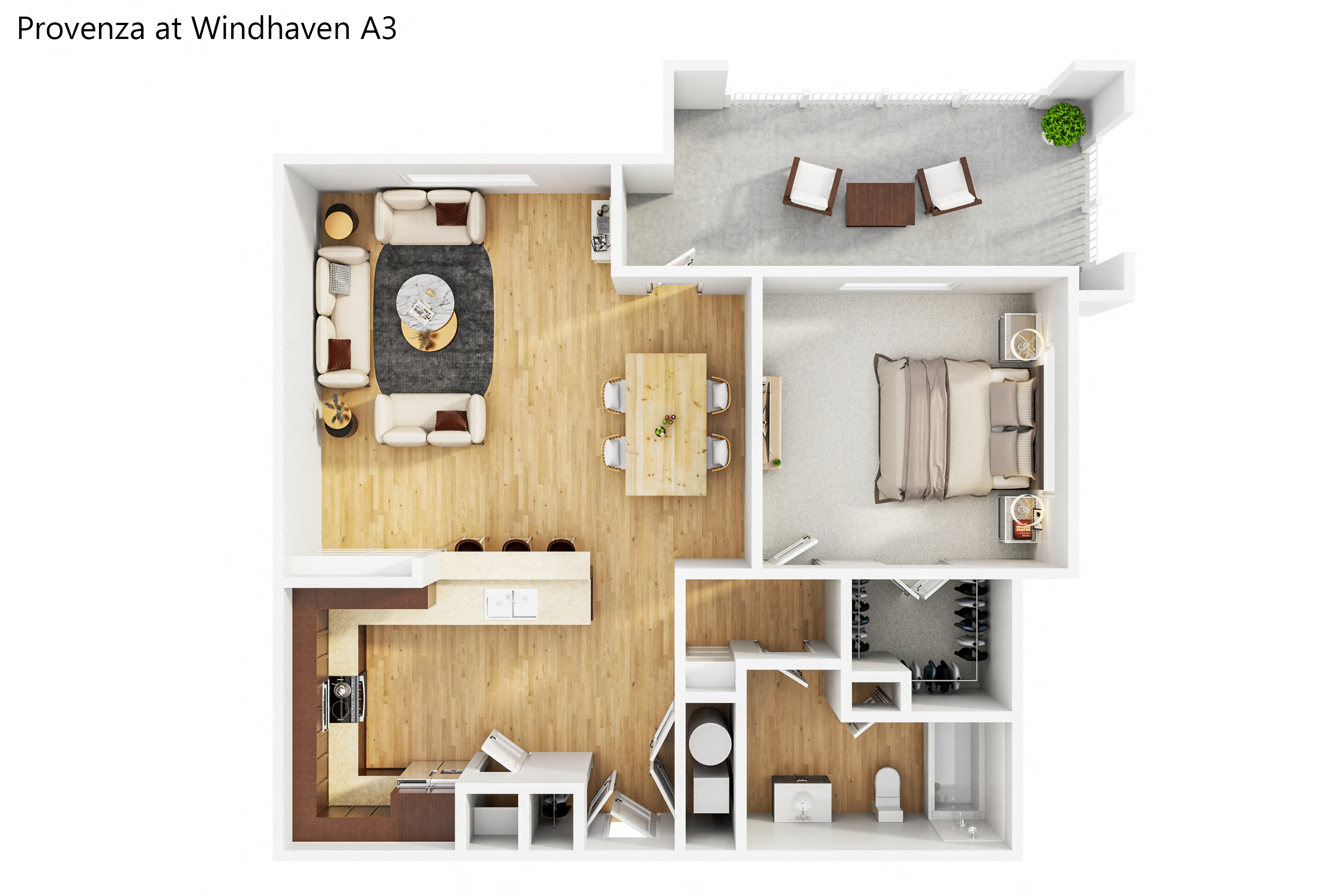 Floor plan for 1 bed, 1 bath, 874 sqft